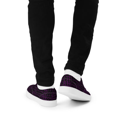 Men’s Lace-Up Canvas Shoes Black & Purple Houndstooth-Gingham Mix