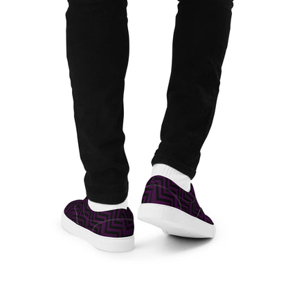 Men’s Lace-Up Canvas Shoes Purple & Black Zig Zag Print