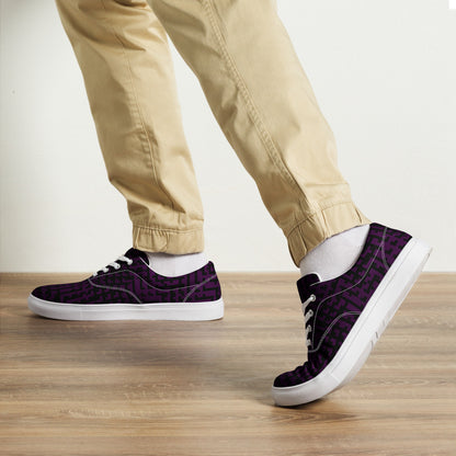 Men’s Lace-Up Canvas Shoes Black & Purple Houndstooth-Gingham Mix