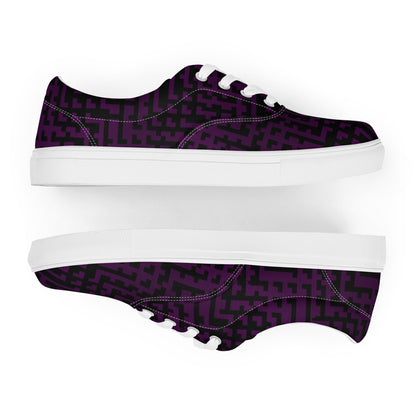 Men’s Lace-Up Canvas Shoes Black & Purple Houndstooth-Gingham Mix