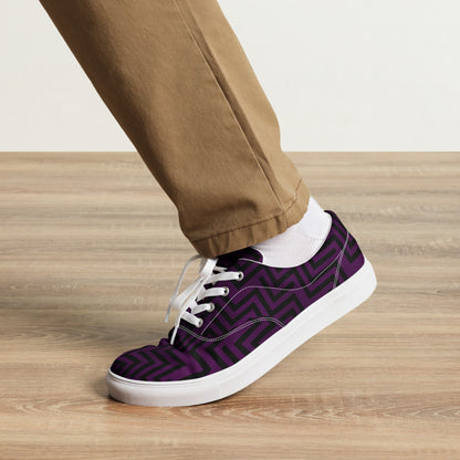 Men’s Lace-Up Canvas Shoes Purple & Black Zig Zag Print