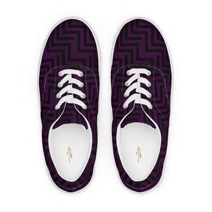 Men’s Lace-Up Canvas Shoes Purple & Black Zig Zag Print