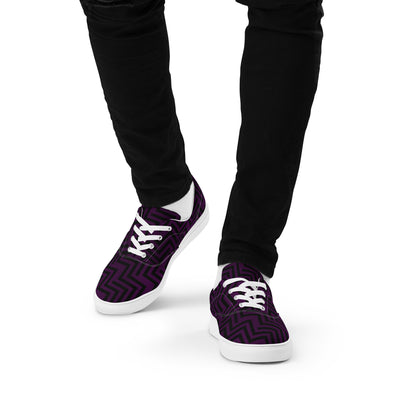 Men’s Lace-Up Canvas Shoes Purple & Black Zig Zag Print