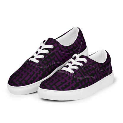 Men’s Lace-Up Canvas Shoes Black & Purple Houndstooth-Gingham Mix