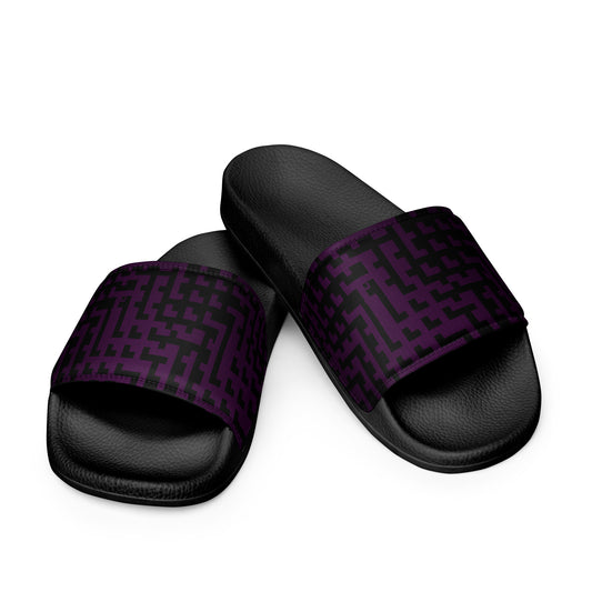 Men’s Slides Black & Purple Houndstooth-Gingham Mix