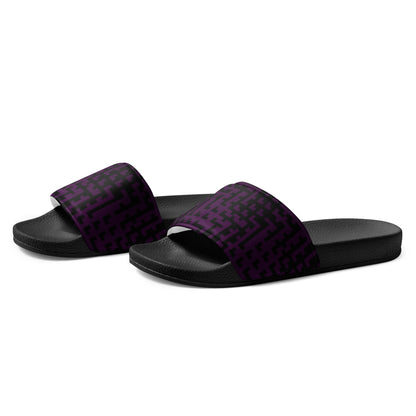 Men’s Slides Black & Purple Houndstooth-Gingham Mix