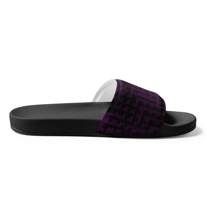 Men’s Slides Black & Purple Houndstooth-Gingham Mix