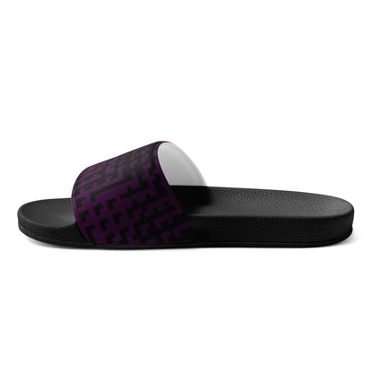 Men’s Slides Black & Purple Houndstooth-Gingham Mix