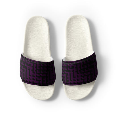 Men’s Slides Black & Purple Houndstooth-Gingham Mix