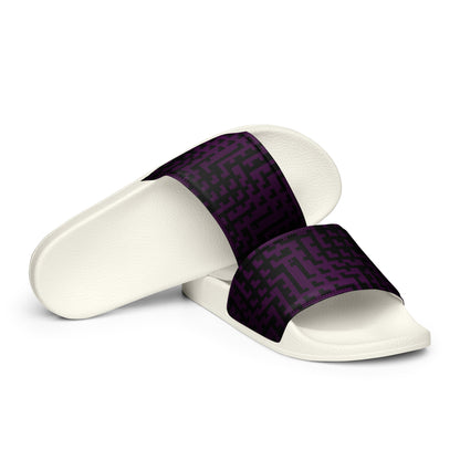 Men’s Slides Black & Purple Houndstooth-Gingham Mix