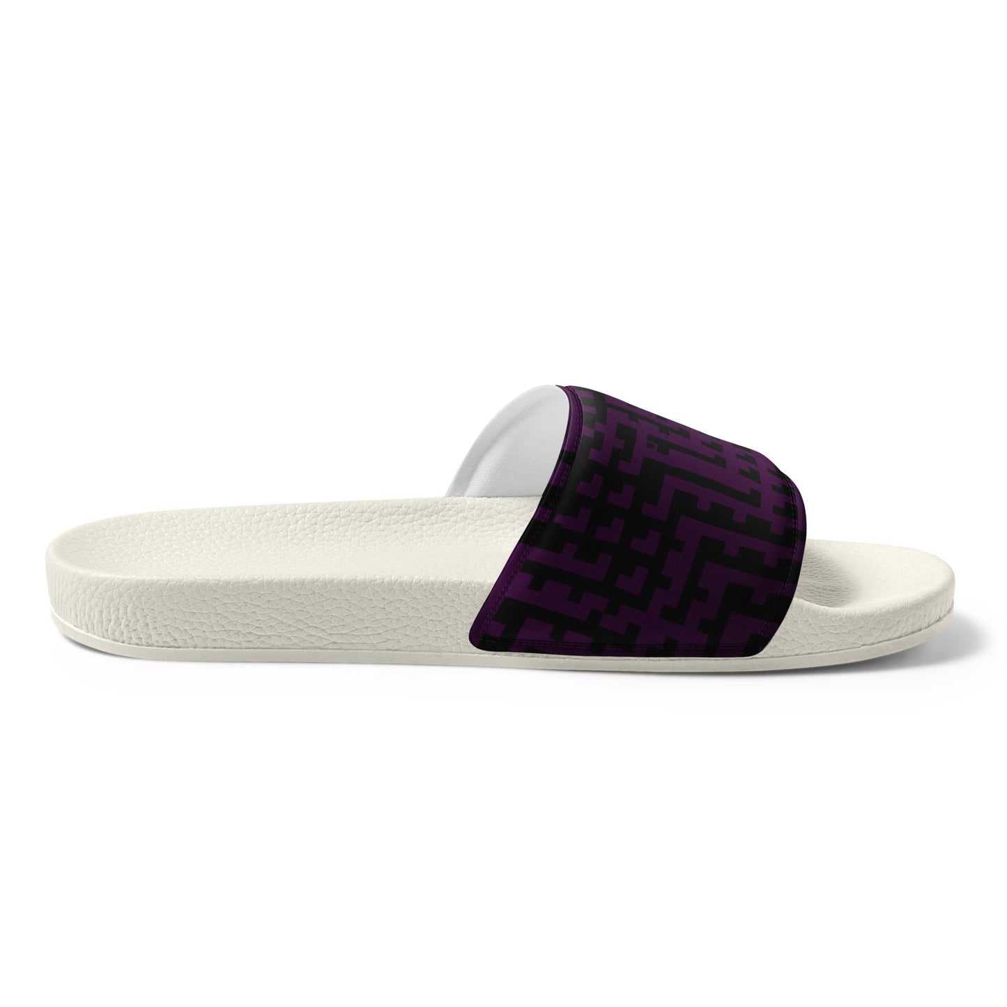 Men’s Slides Black & Purple Houndstooth-Gingham Mix