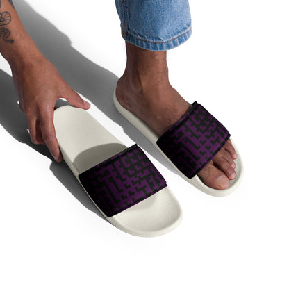 Men’s Slides Black & Purple Houndstooth-Gingham Mix