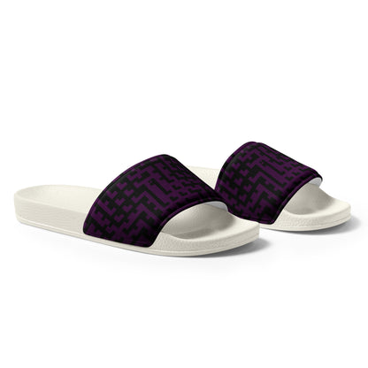 Men’s Slides Black & Purple Houndstooth-Gingham Mix