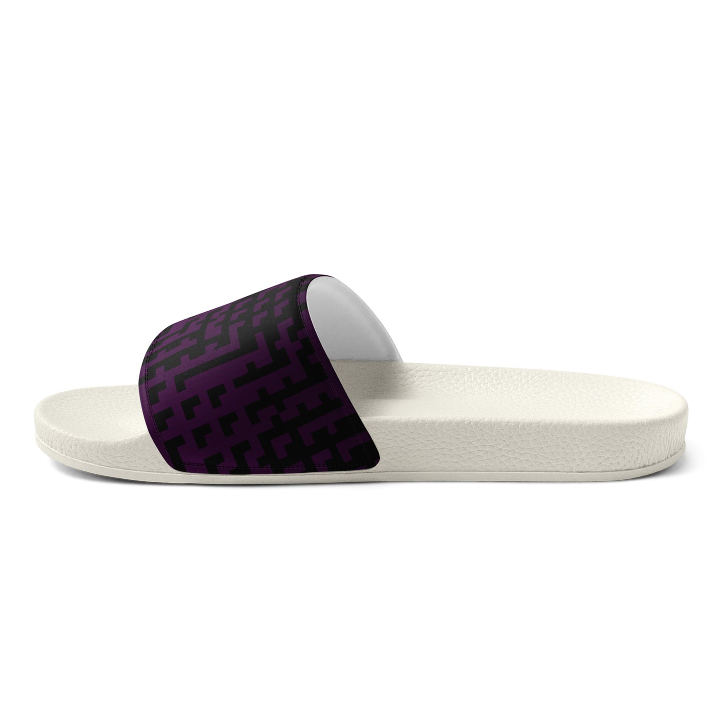 Men’s Slides Black & Purple Houndstooth-Gingham Mix