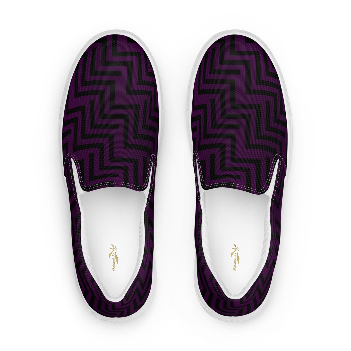 Men’s Slip-On Canvas Shoes Purple & Black Zig Zag Print