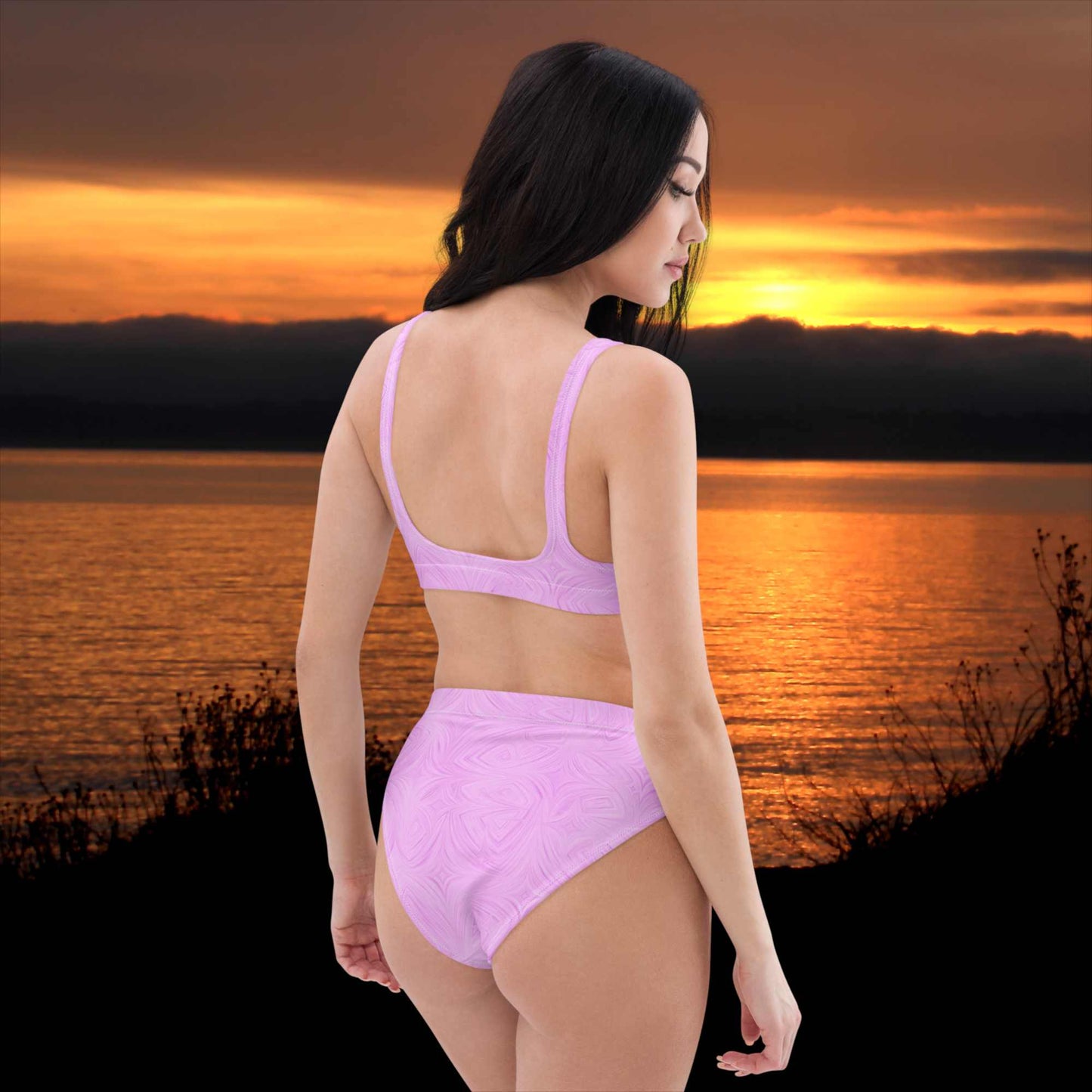 Recycled High-Waisted Bikini Pink Tie-Dye