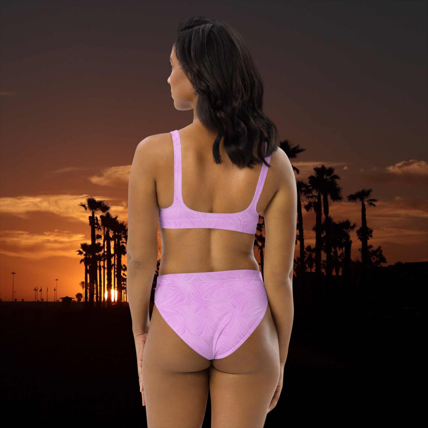 Recycled High-Waisted Bikini Pink Tie-Dye