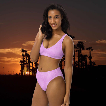 Recycled High-Waisted Bikini Pink Tie-Dye