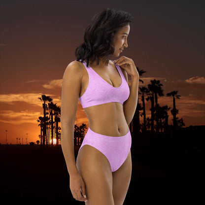 Recycled High-Waisted Bikini Pink Tie-Dye