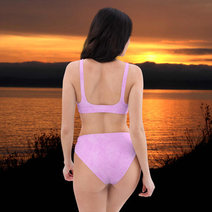 Recycled High-Waisted Bikini Pink Tie-Dye