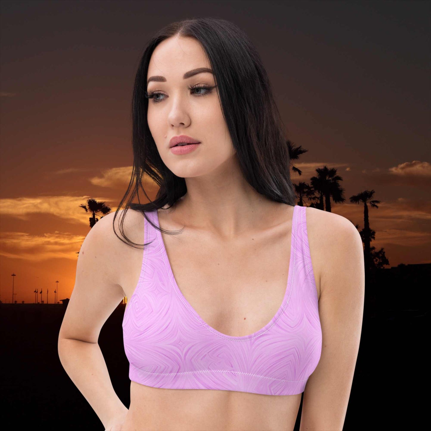 Recycled Padded Bikini Top Pink Tie-Dye