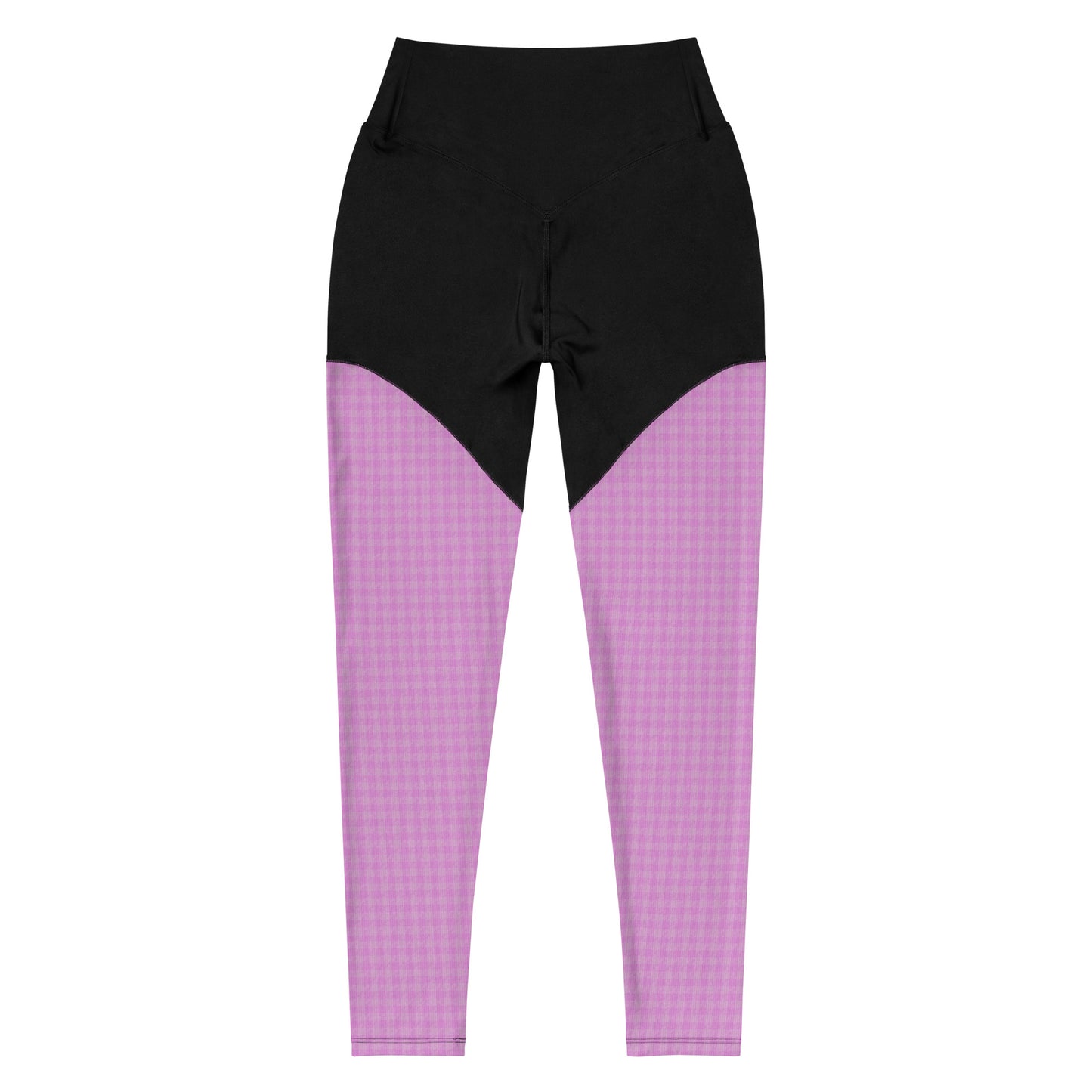 Women's Sports Leggings Pink Houndstooth-Gingham Mix