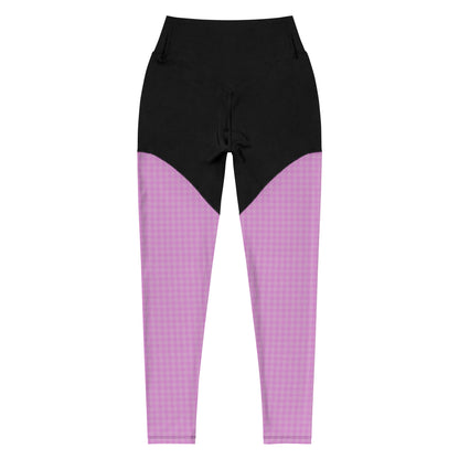 Women's Sports Leggings Pink Houndstooth-Gingham Mix