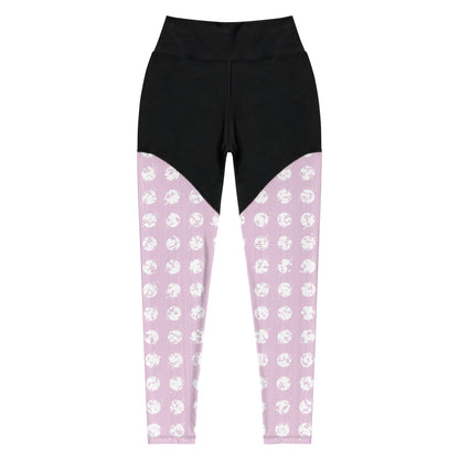 Women's White Polka Dot Pink Sports Leggings