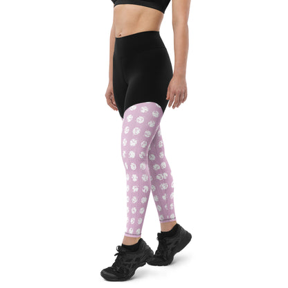 Women's White Polka Dot Pink Sports Leggings