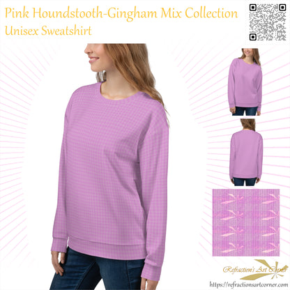 Women's Sweatshirt Pink Houndstooth-Gingham Mix