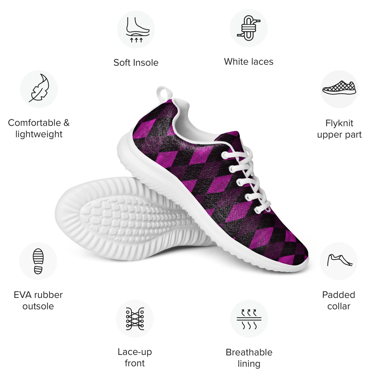 Women’s Athletic Shoes Plum Argyle