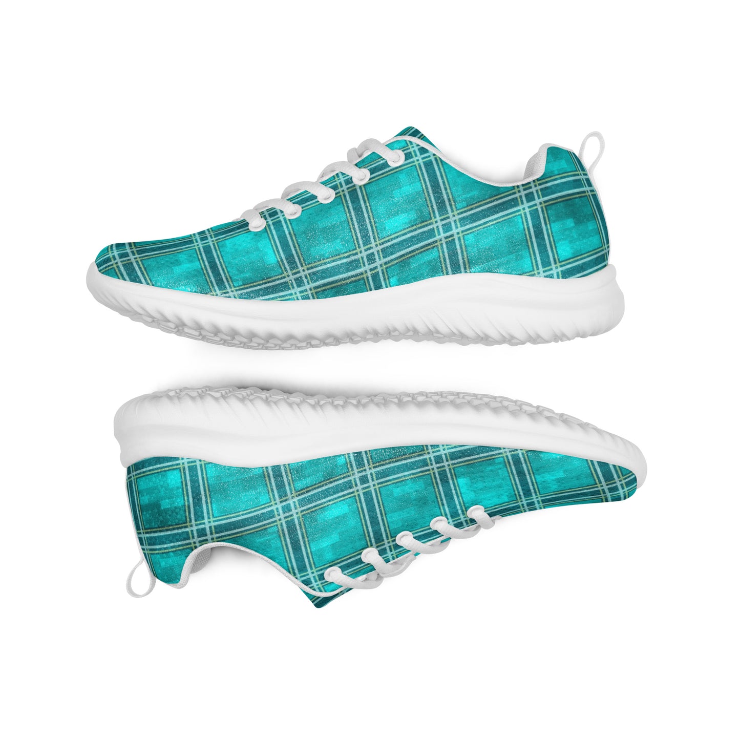 Women’s Athletic Shoes Teal Plaid