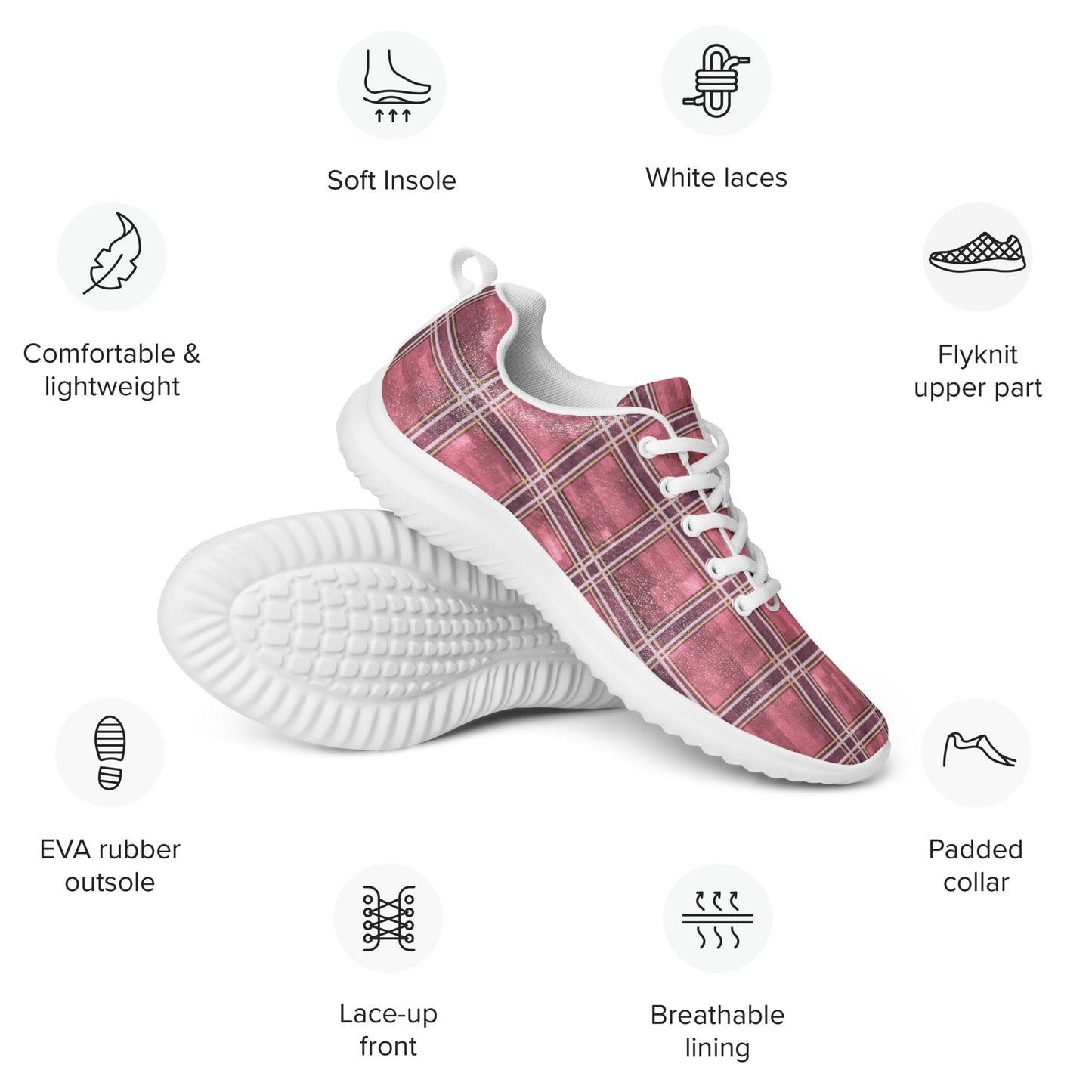 Women’s Athletic Shoes Sakura Pink Plaid