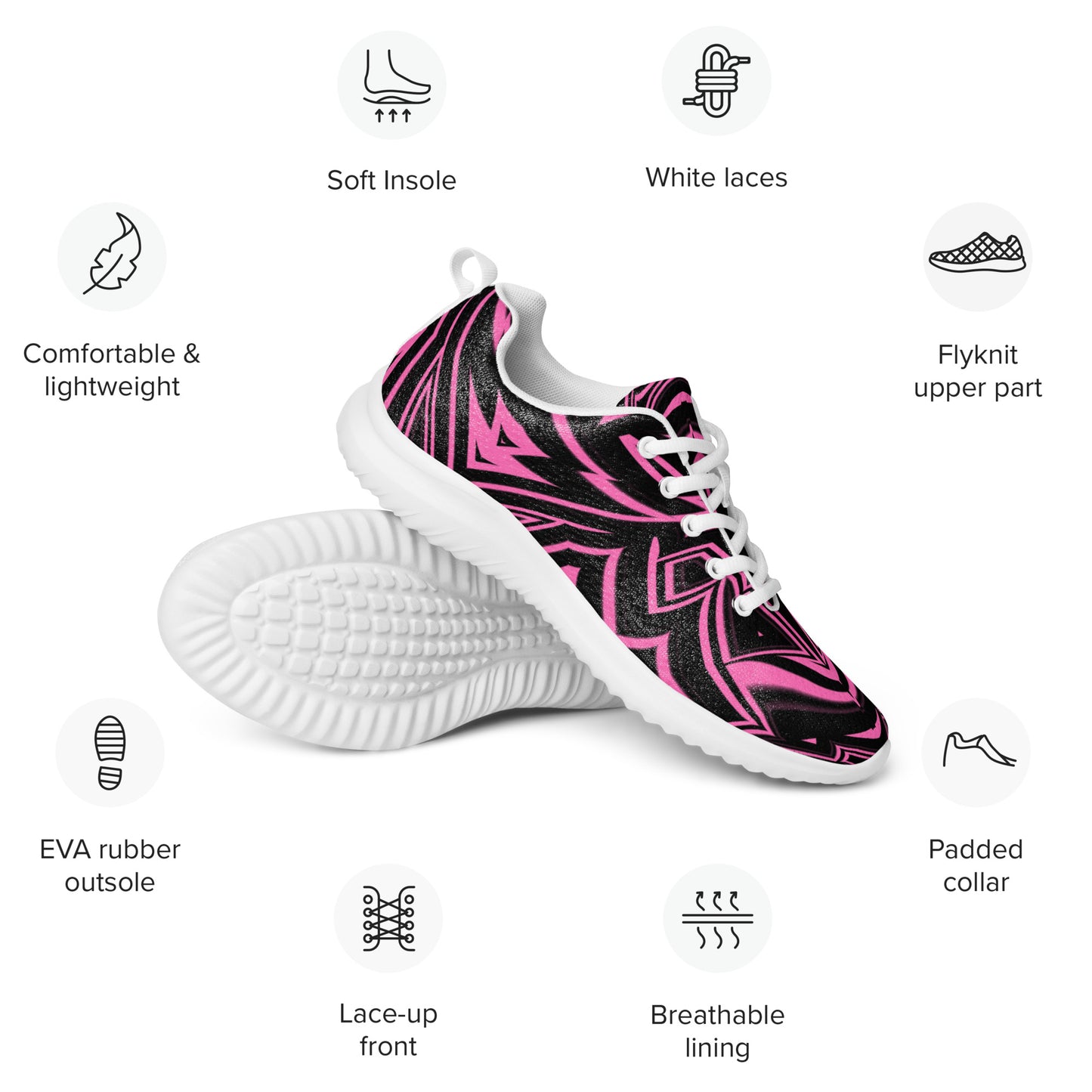 Women’s Athletic Shoes Abstract Geometric Hot Pink