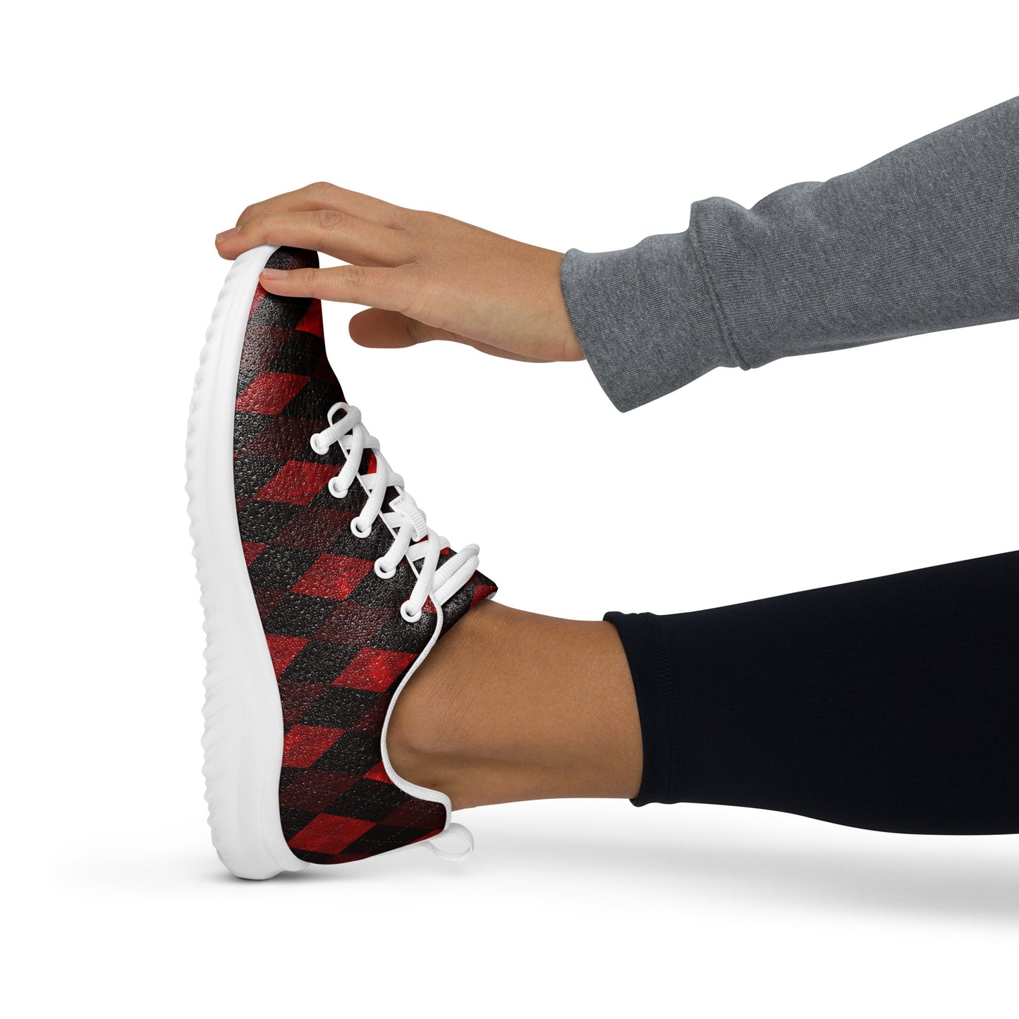 Women’s Athletic Shoes Red Argyle