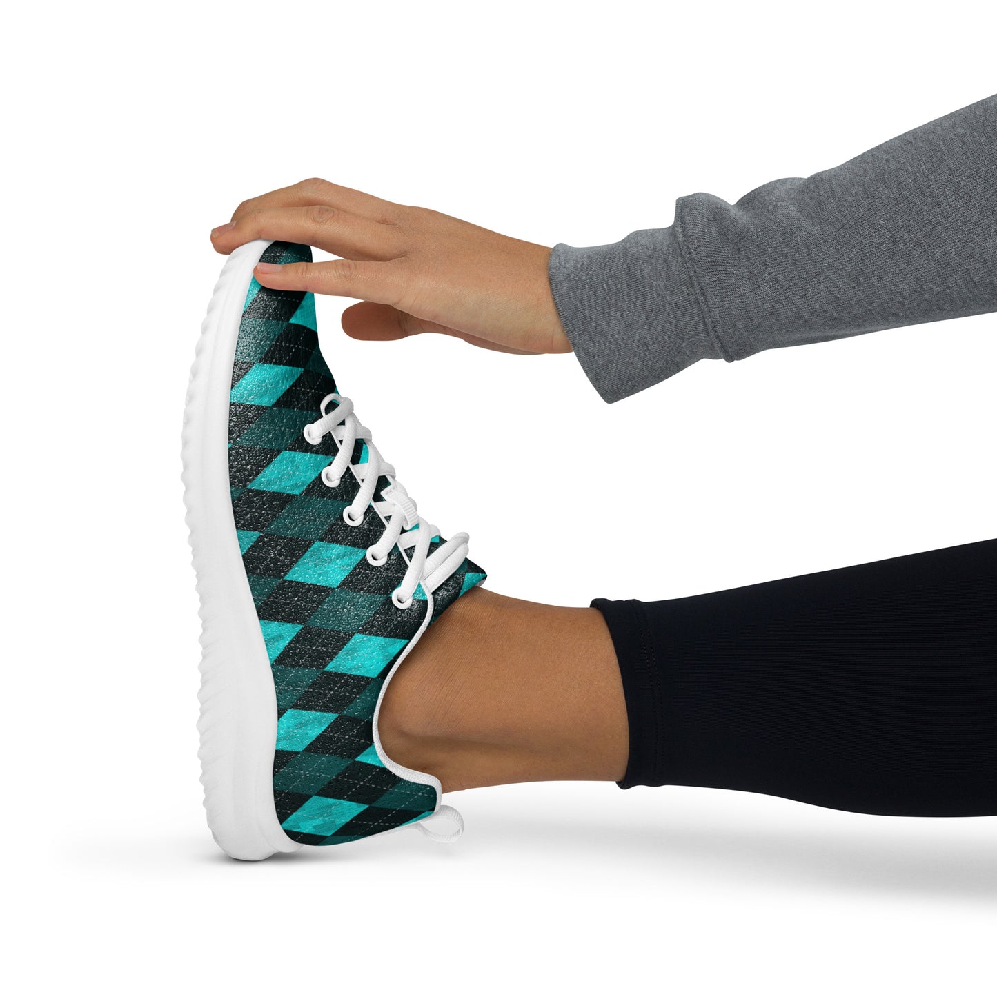 Women’s Athletic Shoes Teal Argyle