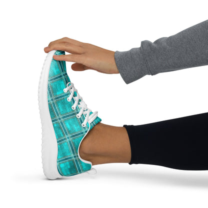 Women’s Athletic Shoes Teal Plaid