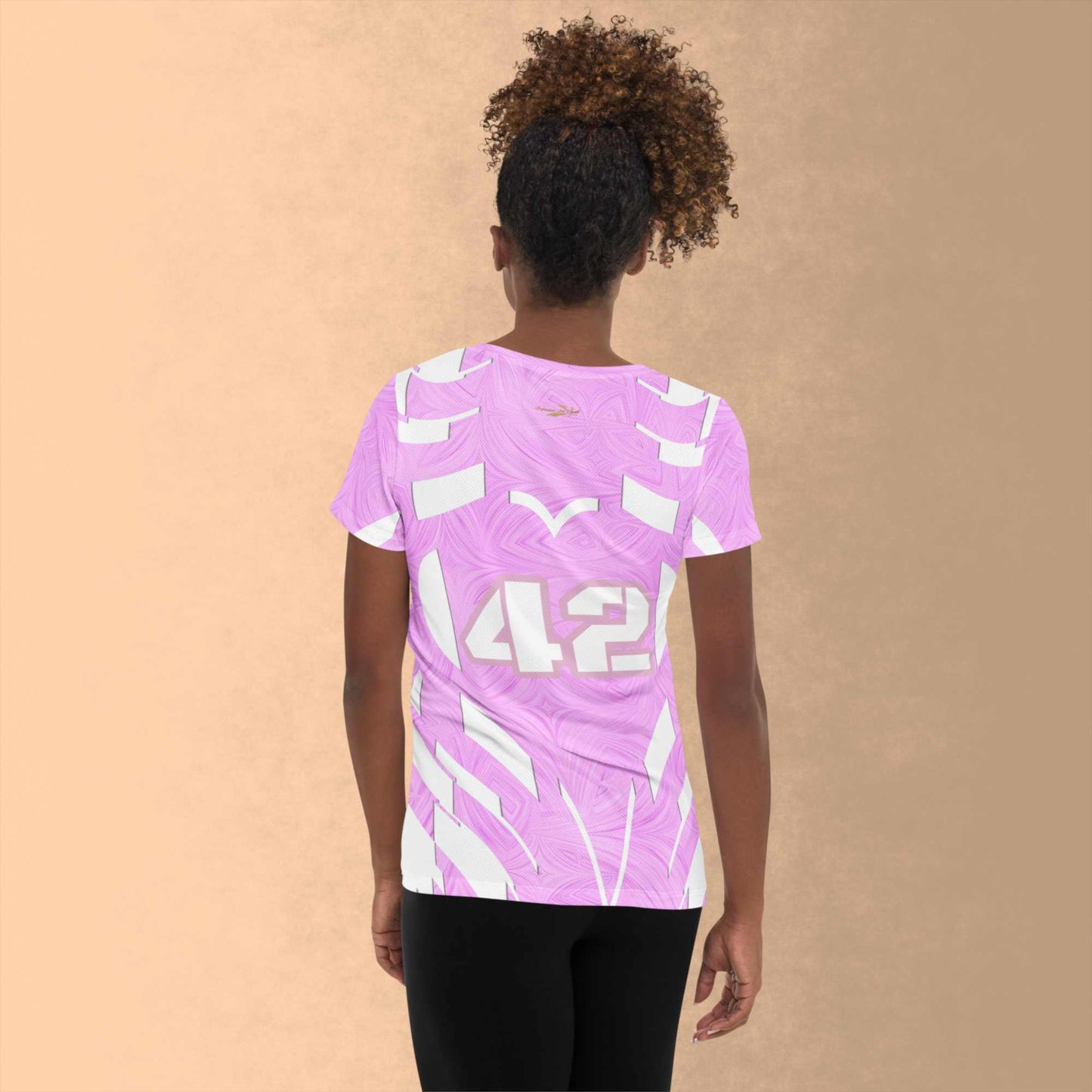 Women's Athletic T-shirt Pink Tie-Dye