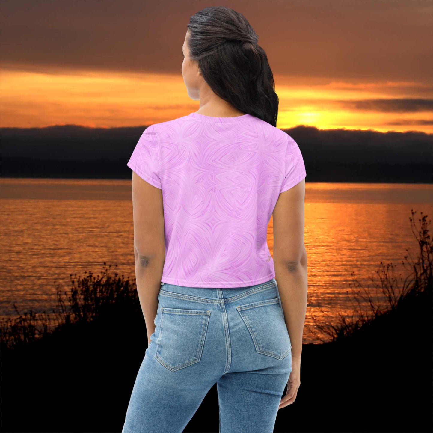 Women's Crop Tee Pink Tie-Dye