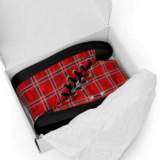 Women’s High Top Canvas Shoes Red Plaid