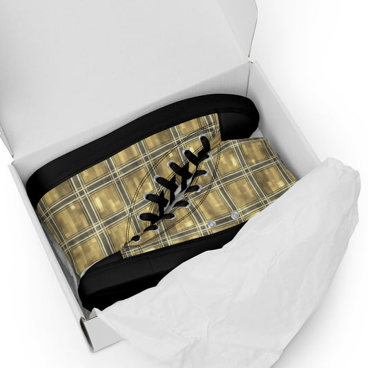 Women’s High Top Canvas Shoes Moonlit Yellow Plaid