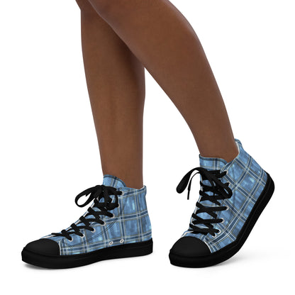 Women’s High Top Canvas Shoes Windward Blue Plaid