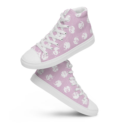 Women’s White Polka Dot Pink High Top Canvas Shoes