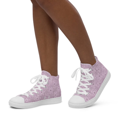 Women’s Light Pink Floral High Top Canvas Shoes