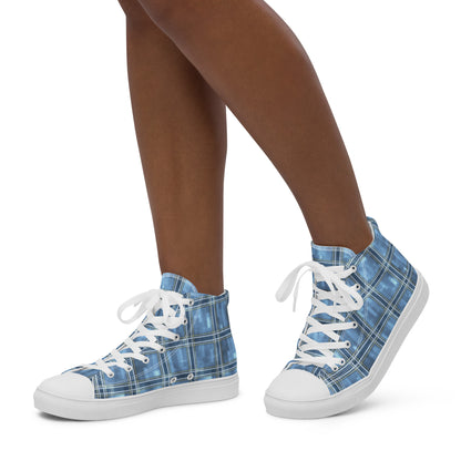 Women’s High Top Canvas Shoes Windward Blue Plaid