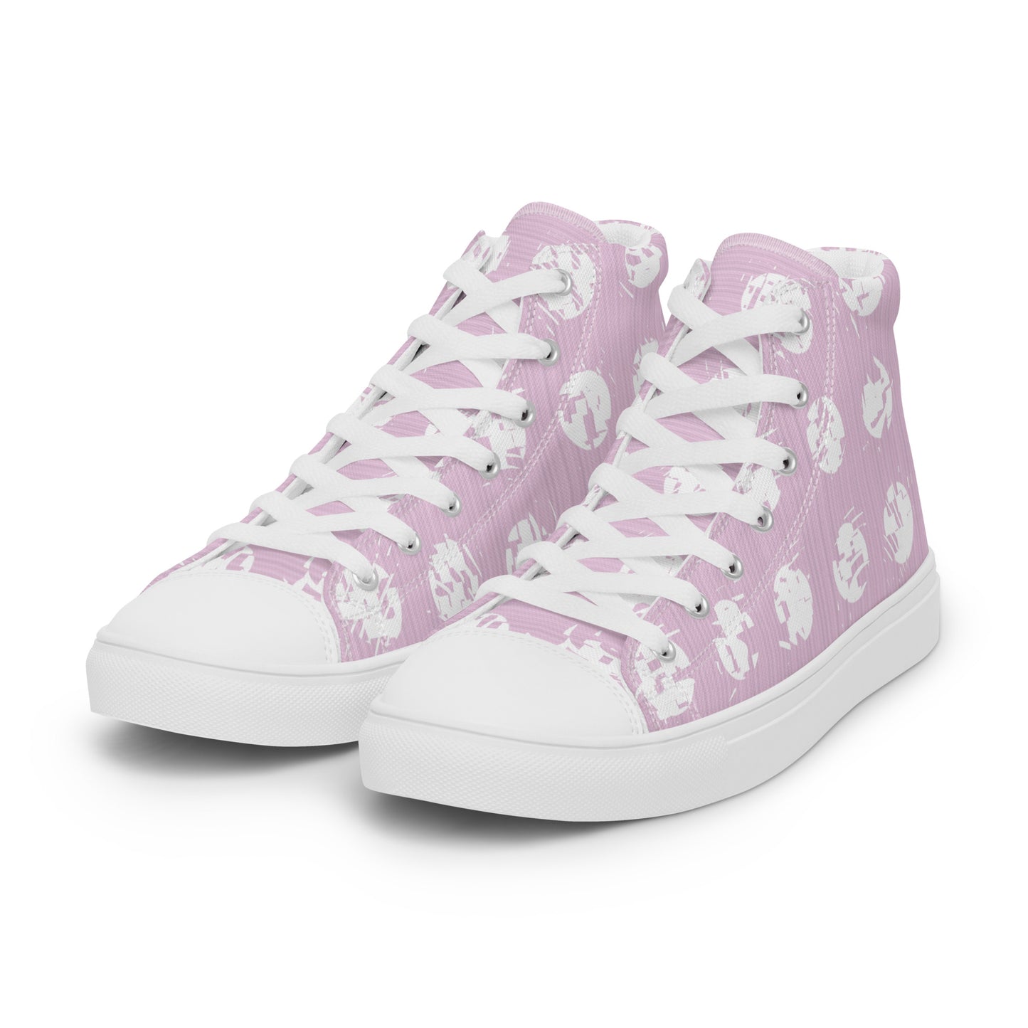 Women’s White Polka Dot Pink High Top Canvas Shoes