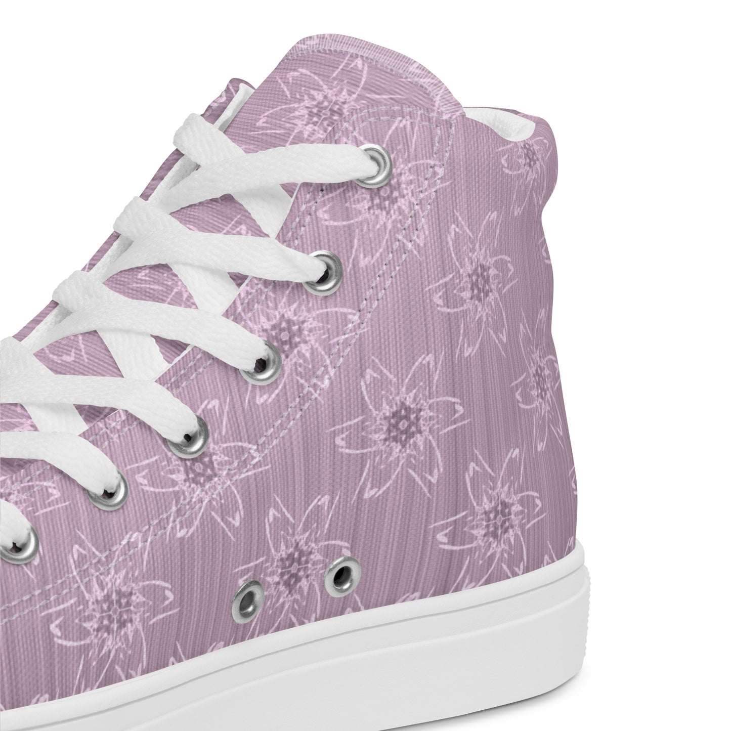 Women’s Light Pink Floral High Top Canvas Shoes