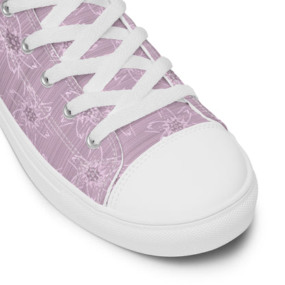 Women’s Light Pink Floral High Top Canvas Shoes