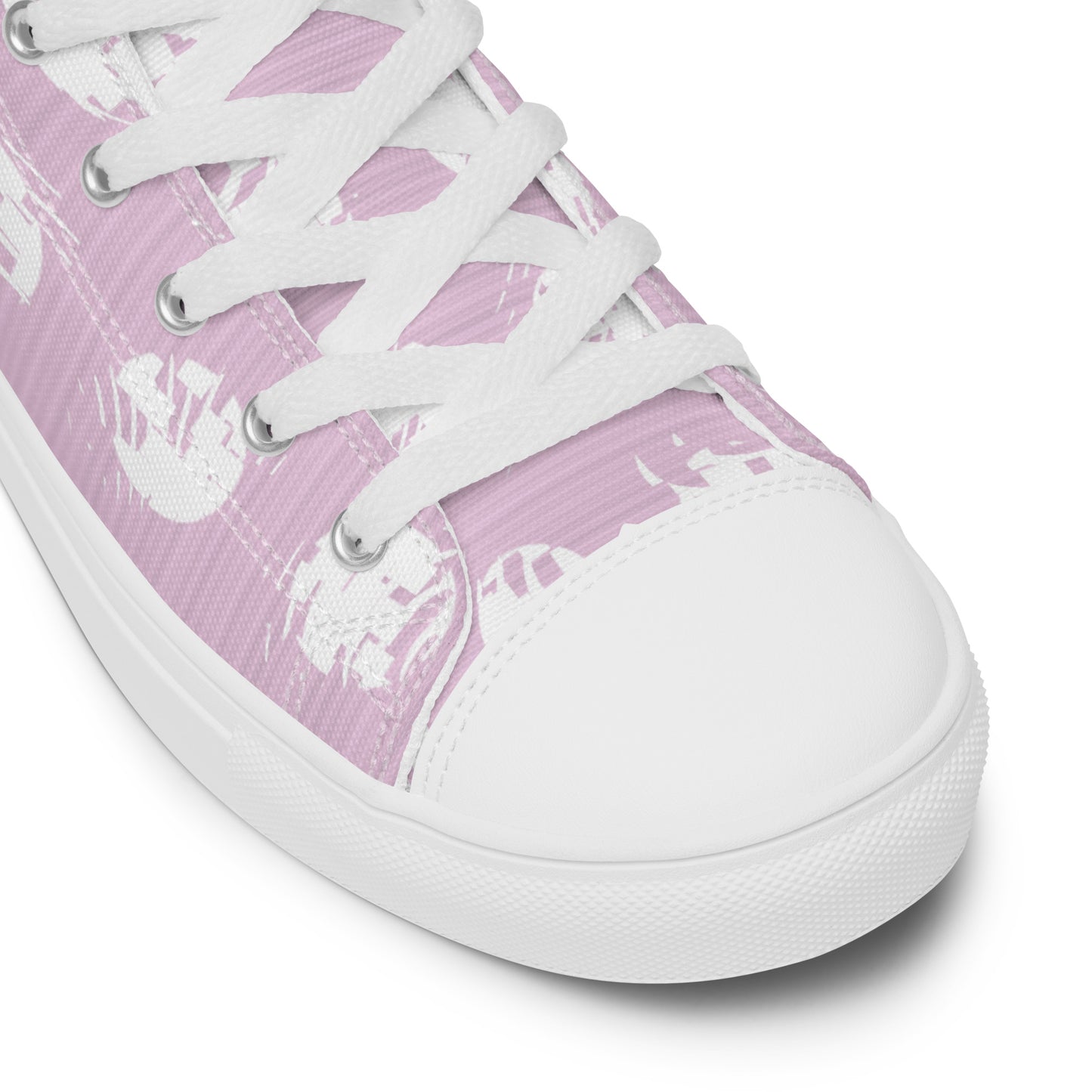 Women’s White Polka Dot Pink High Top Canvas Shoes