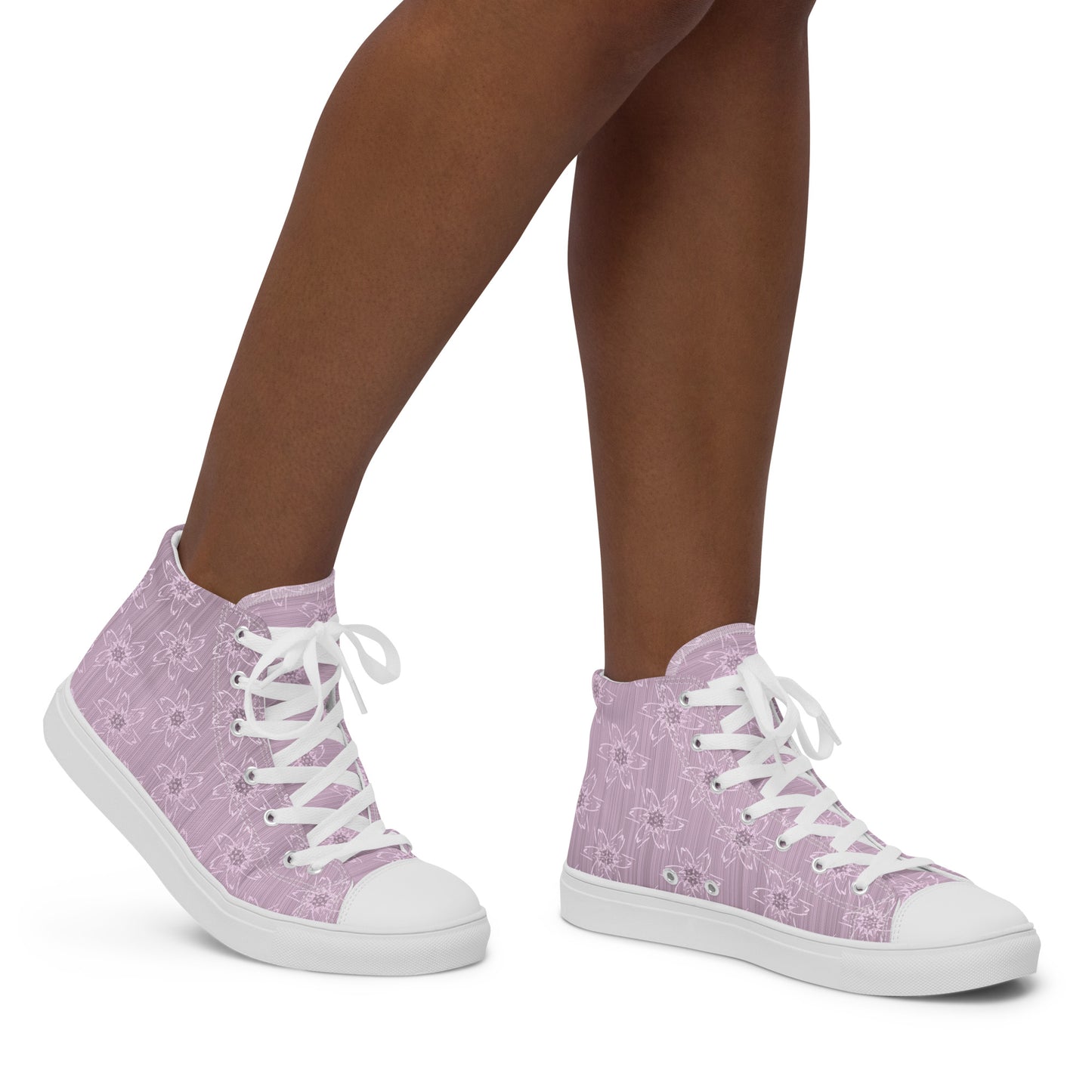 Women’s Light Pink Floral High Top Canvas Shoes